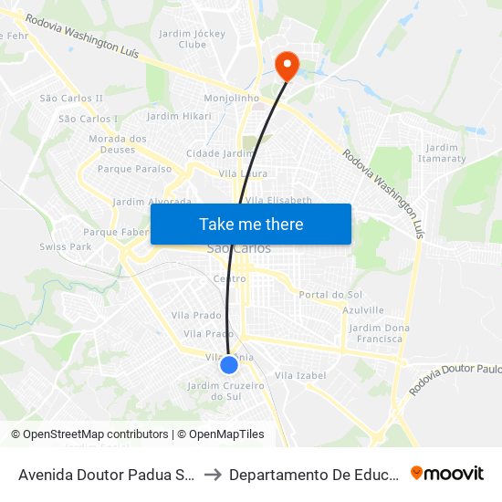 Avenida Doutor Padua Salles to Departamento De Educação map