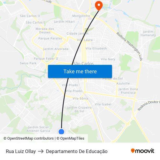 Rua Luiz Ollay to Departamento De Educação map