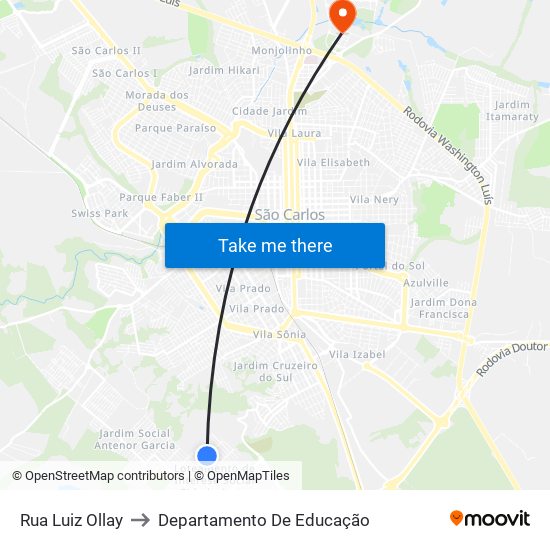 Rua Luiz Ollay to Departamento De Educação map