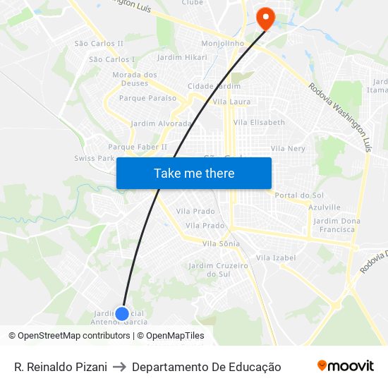 R. Reinaldo Pizani to Departamento De Educação map