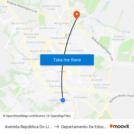 Avenida República Do Líbano to Departamento De Educação map