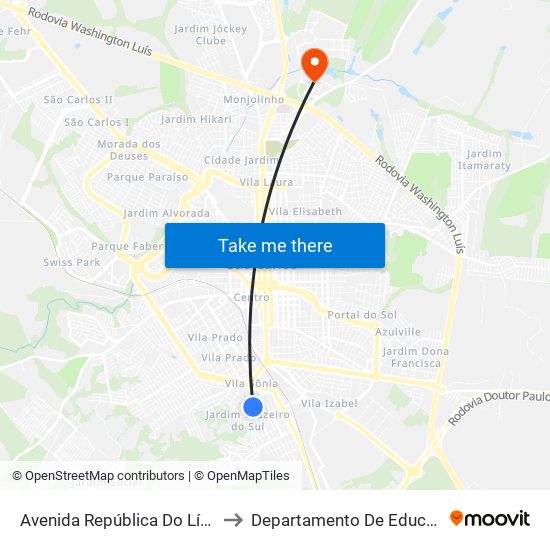 Avenida República Do Líbano to Departamento De Educação map