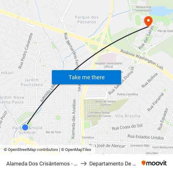 Alameda Dos Crisântemos - Kartódromo to Departamento De Educação map