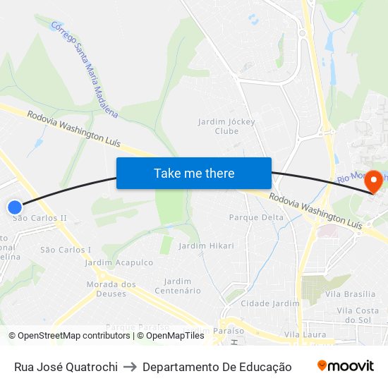 Rua José Quatrochi to Departamento De Educação map