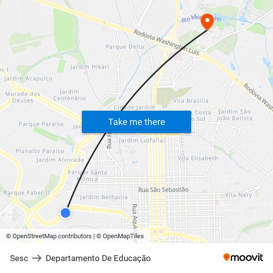 Sesc to Departamento De Educação map