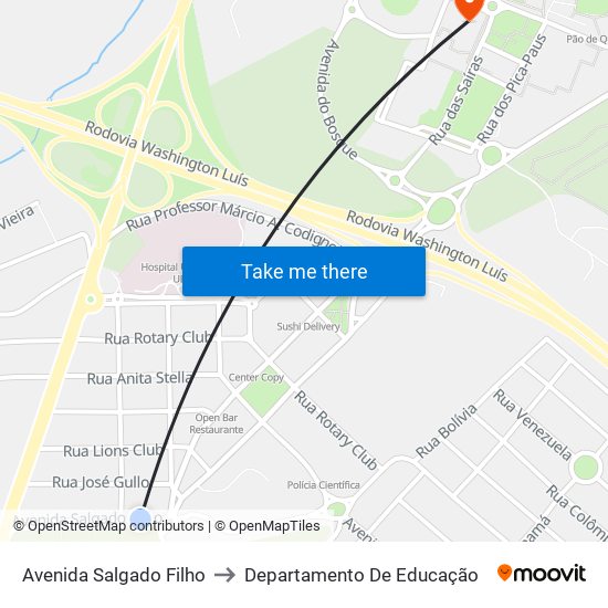 Avenida Salgado Filho to Departamento De Educação map