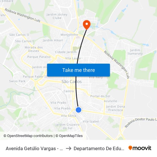 Avenida Getúlio Vargas - Ceme to Departamento De Educação map