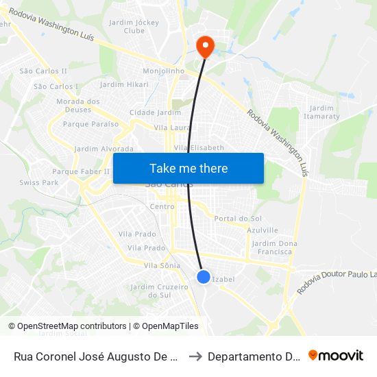 Rua Coronel José Augusto De Oliveira Salles - Sesi to Departamento De Educação map