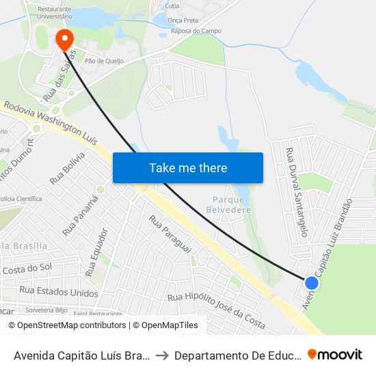 Avenida Capitão Luís Brandão to Departamento De Educação map