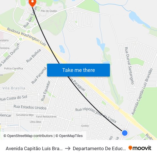 Avenida Capitão Luís Brandão to Departamento De Educação map
