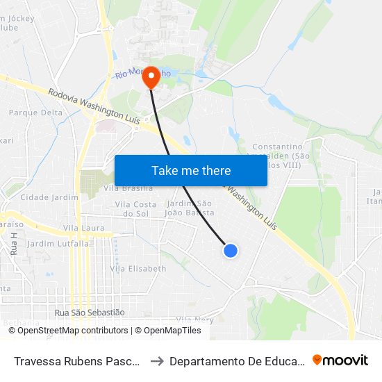 Travessa Rubens Paschoal to Departamento De Educação map