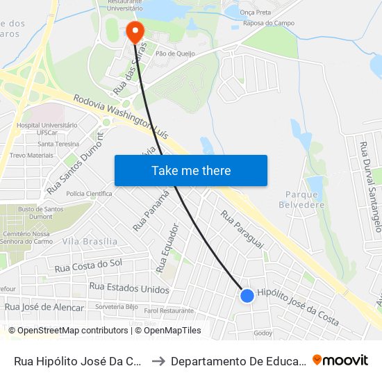 Rua Hipólito José Da Costa to Departamento De Educação map