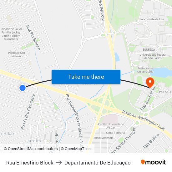 Rua Ernestino Block to Departamento De Educação map