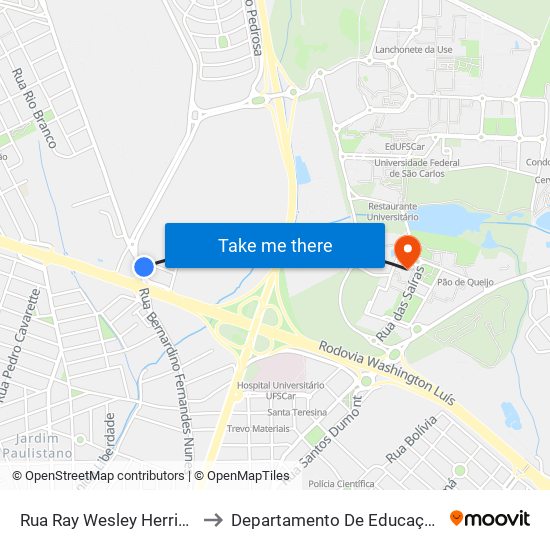 Rua Ray Wesley Herrick to Departamento De Educação map