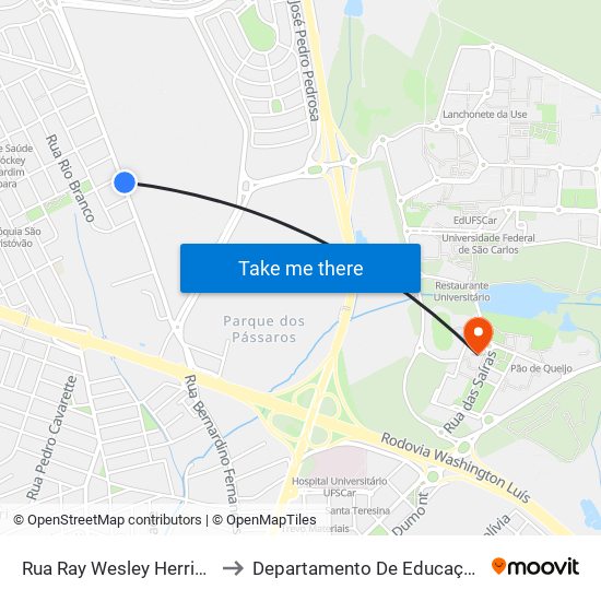 Rua Ray Wesley Herrick to Departamento De Educação map