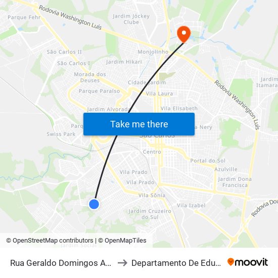 Rua Geraldo Domingos Adabbo to Departamento De Educação map