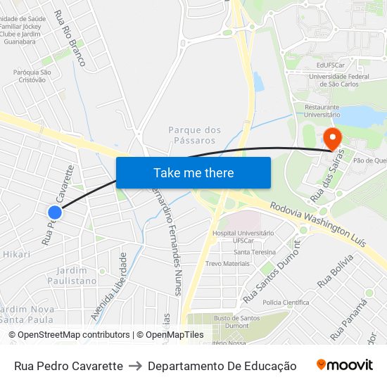 Rua Pedro Cavarette to Departamento De Educação map