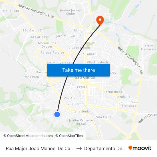 Rua Major João Manoel De Campos Penteado to Departamento De Educação map