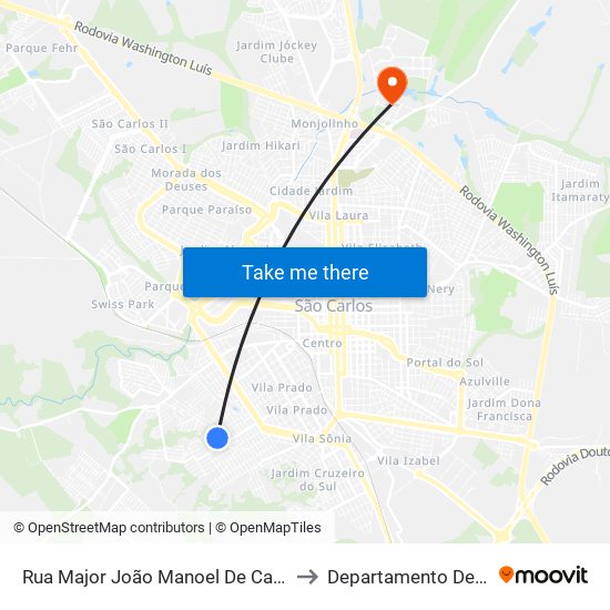 Rua Major João Manoel De Campos Penteado to Departamento De Educação map