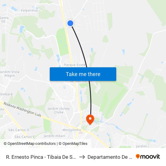 R. Ernesto Pinca - Tibaia De São Fernando 1 to Departamento De Educação map