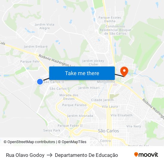 Rua Olavo Godoy to Departamento De Educação map