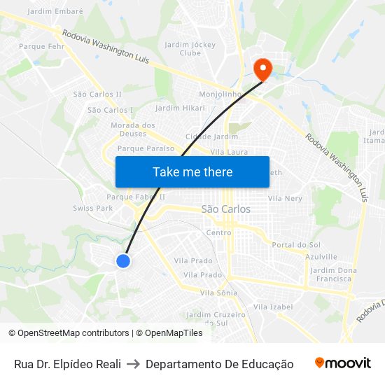 Rua Dr. Elpídeo Reali to Departamento De Educação map