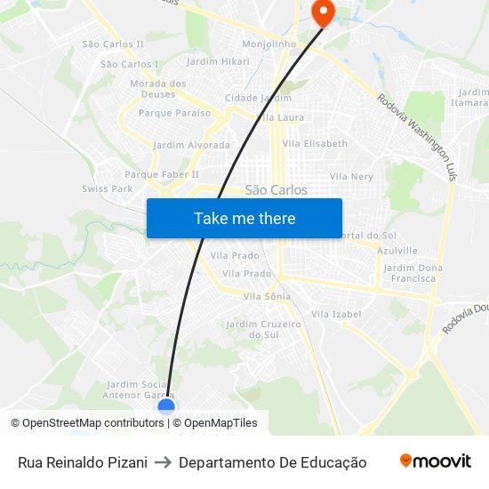 Rua Reinaldo Pizani to Departamento De Educação map