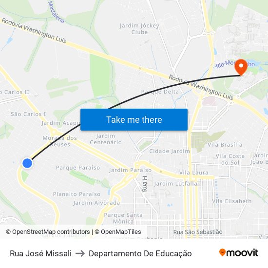 Rua José Missali to Departamento De Educação map