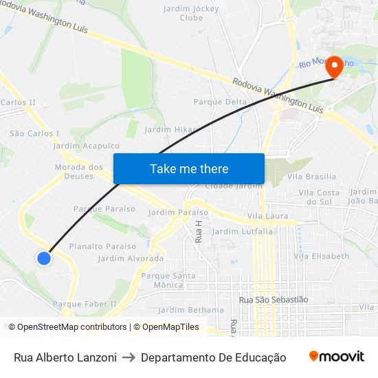 Rua Alberto Lanzoni to Departamento De Educação map