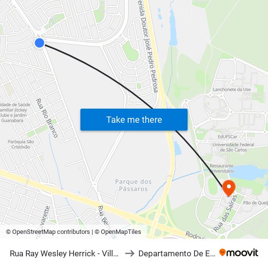 Rua Ray Wesley Herrick - Village Damha I to Departamento De Educação map