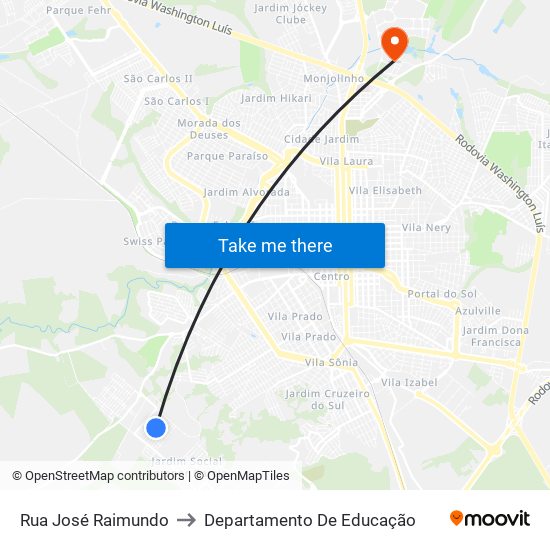 Rua José Raimundo to Departamento De Educação map
