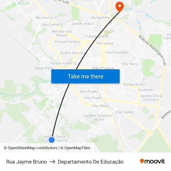 Rua Jayme Bruno to Departamento De Educação map