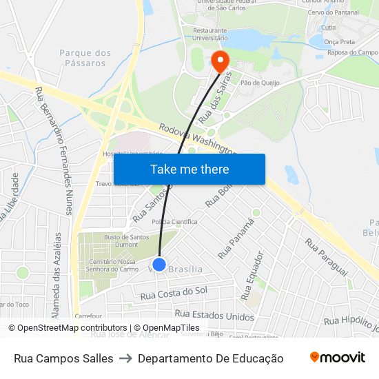 Rua Campos Salles to Departamento De Educação map