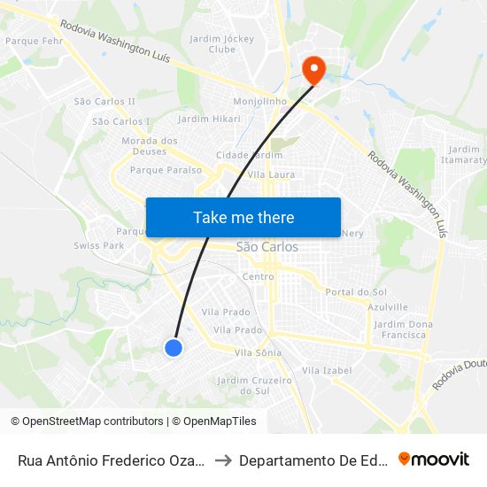 Rua Antônio Frederico Ozanan, 670 to Departamento De Educação map