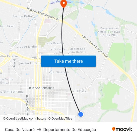 Casa De Nazaré to Departamento De Educação map