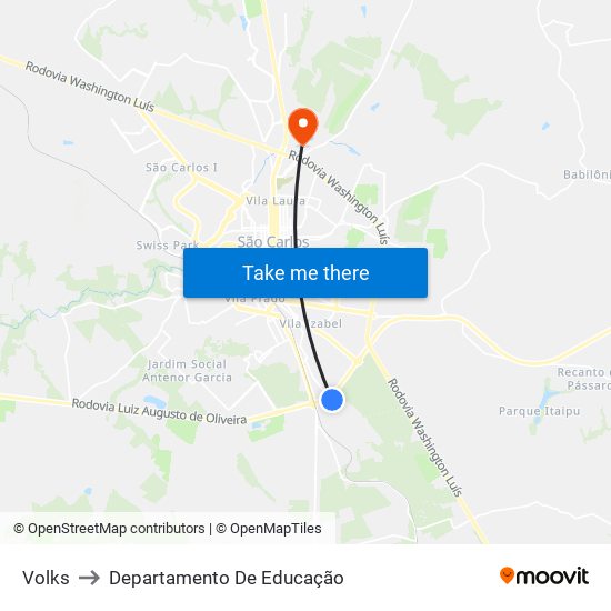 Volks to Departamento De Educação map