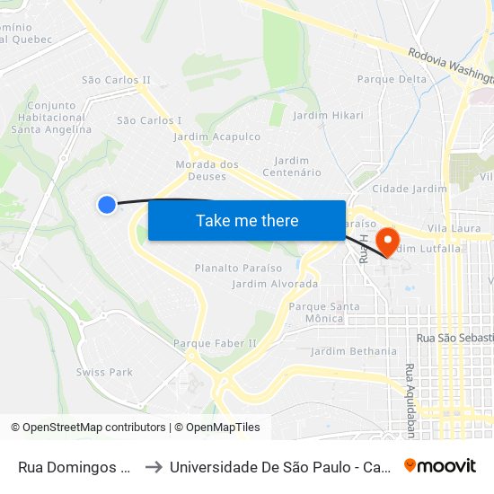 Rua Domingos Diegues to Universidade De São Paulo - Campus / Área I map