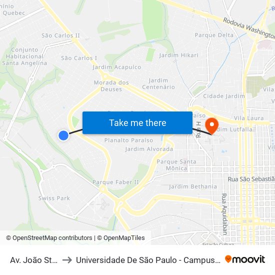 Av. João Stella to Universidade De São Paulo - Campus / Área I map