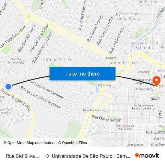 Rua Cid Silva César to Universidade De São Paulo - Campus / Área I map