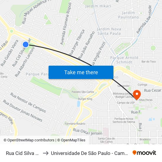 Rua Cid Silva César to Universidade De São Paulo - Campus / Área I map