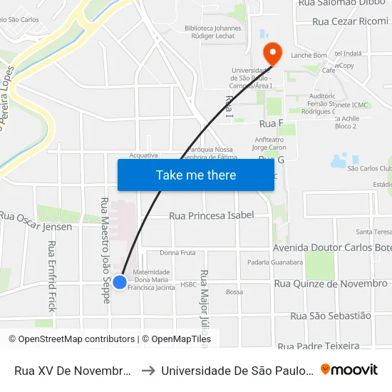 Rua XV De Novembro - Santa Casa to Universidade De São Paulo - Campus / Área I map