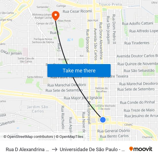 Rua D Alexandrina - Mercado to Universidade De São Paulo - Campus / Área I map