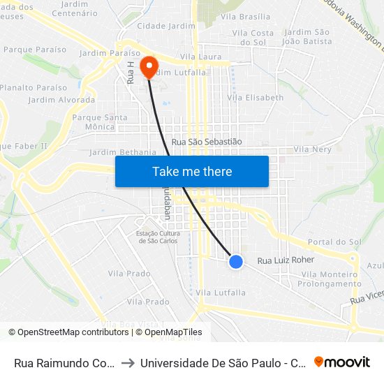 Rua Raimundo Corrêa (P2) to Universidade De São Paulo - Campus / Área I map