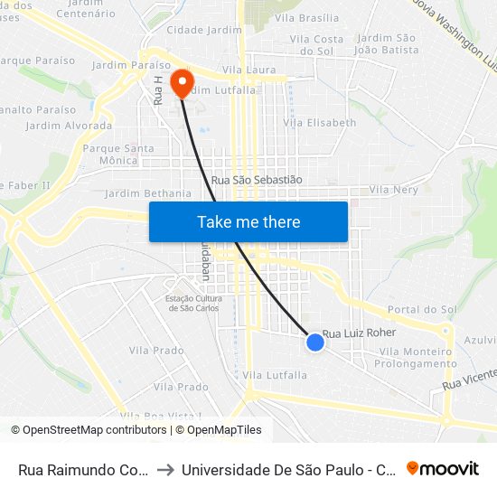 Rua Raimundo Corrêa (P3) to Universidade De São Paulo - Campus / Área I map