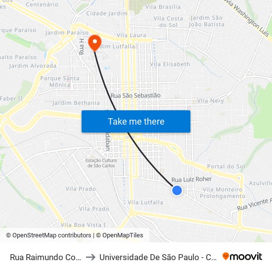 Rua Raimundo Corrêa (P4) to Universidade De São Paulo - Campus / Área I map
