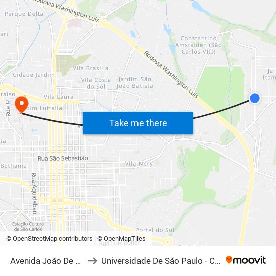 Avenida João De Lourenço to Universidade De São Paulo - Campus / Área I map