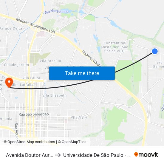 Avenida Doutor Aurelio Catani to Universidade De São Paulo - Campus / Área I map