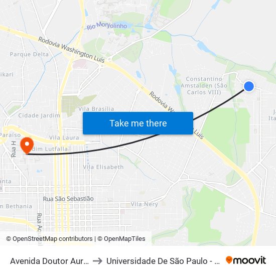 Avenida Doutor Aurelio Catani to Universidade De São Paulo - Campus / Área I map