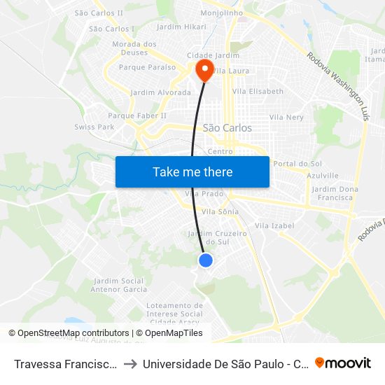 Travessa Francisco Parrota to Universidade De São Paulo - Campus / Área I map