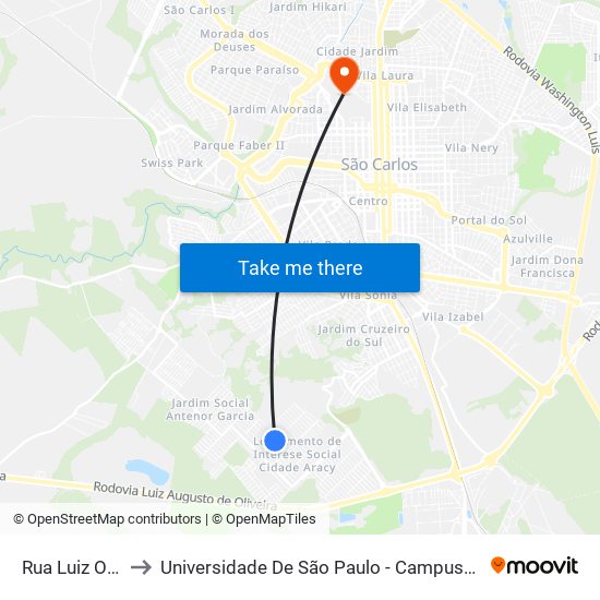 Rua Luiz Ollay to Universidade De São Paulo - Campus / Área I map